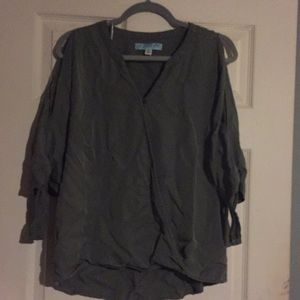 Cross closure army fatigue colored blouse